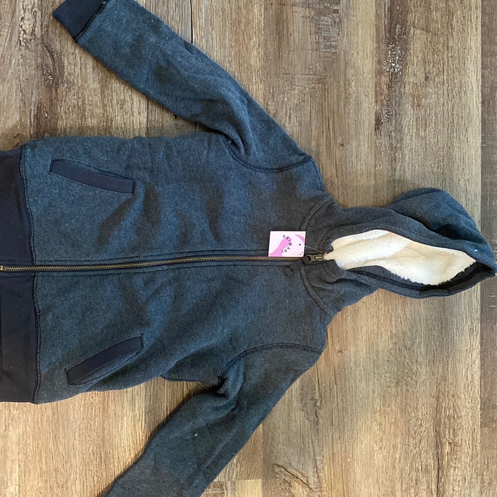 COPY - NWT Primary brand grey lined zip hoodie size 6-7